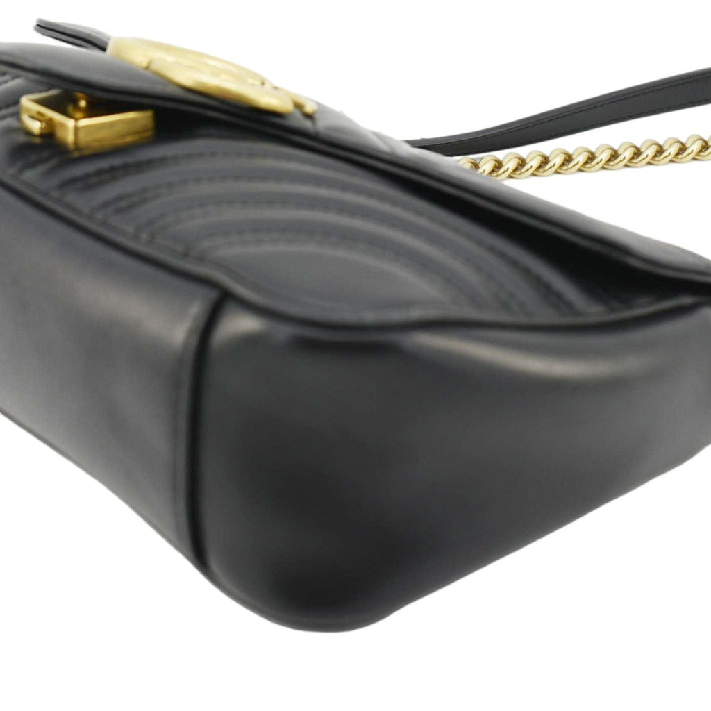 GUCCI Gucci Marmont Small Matelasse Leather Crossbody Bag Black 443497