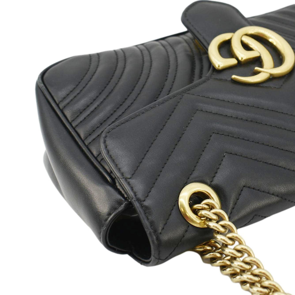 GUCCI Gucci Marmont Small Matelasse Leather Crossbody Bag Black 443497