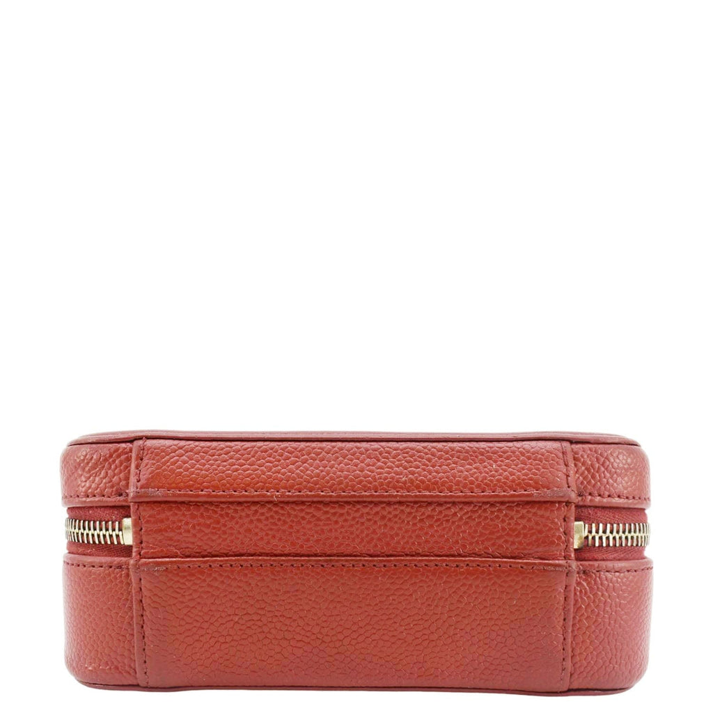 Chanel Vanity Case Filigree CC Caviar Quilted Shoulder Bag Red