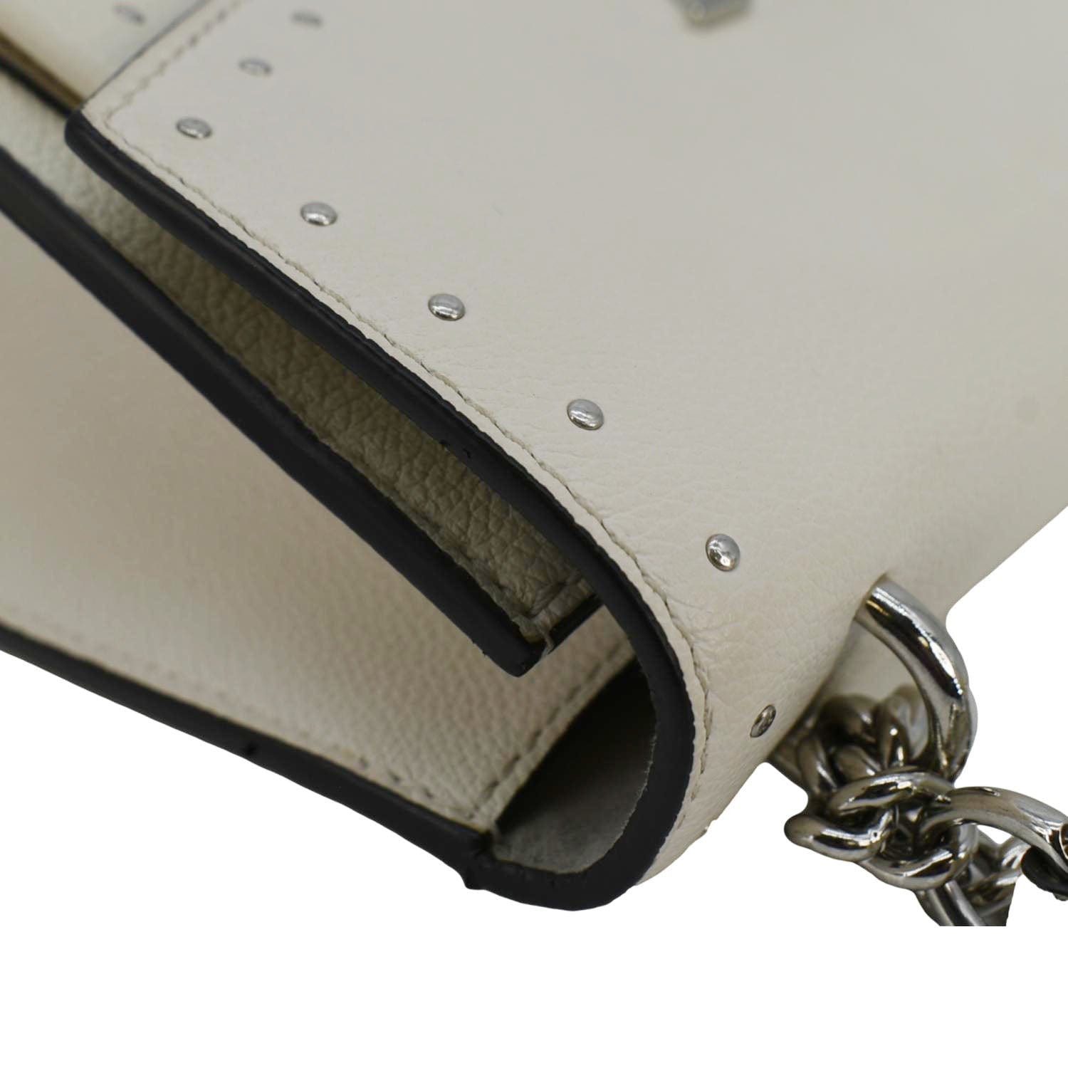 LOUIS VUITTON Mylockme Studded Leather Chain Shoulder Bag White