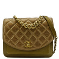 Chanel Chain Handle Flap Quilted Metallic Calfskin Caviar Crossbody Bag Chrome