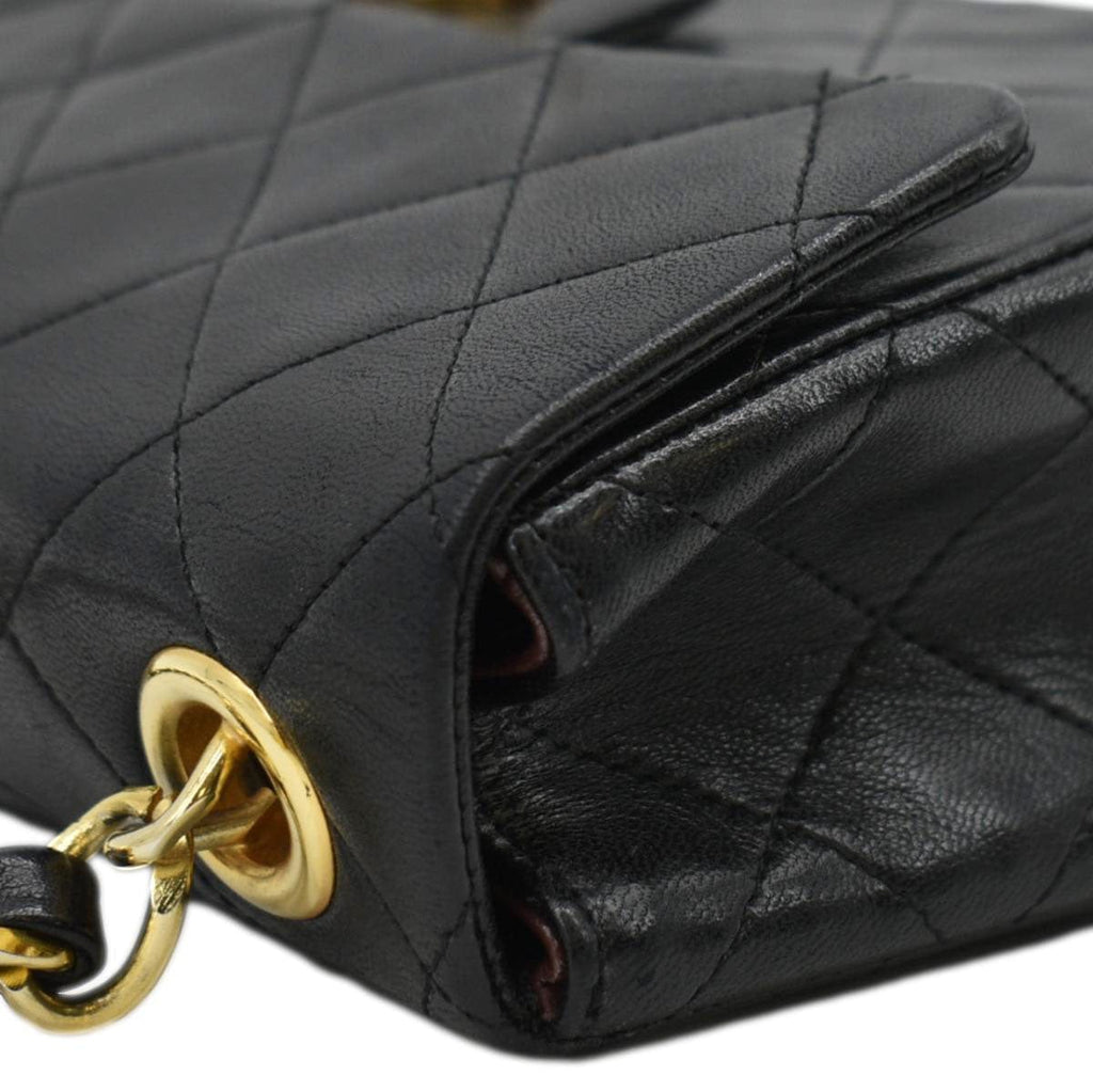Chanel Square Mini Flap Quilted Leather Chain Shoulder Bag Black