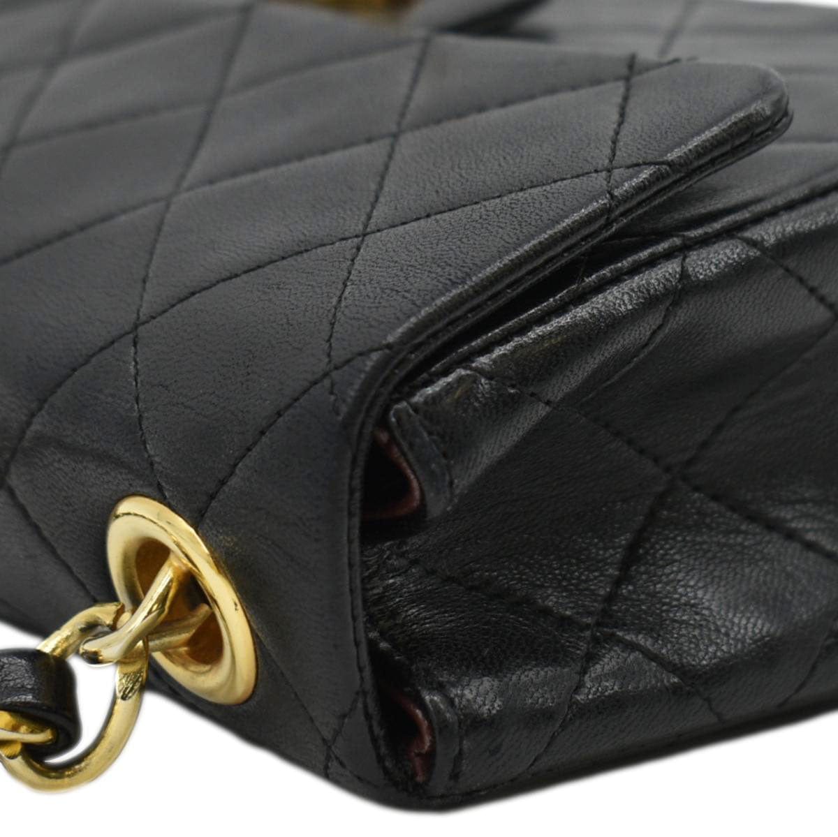 Chanel Square Mini Flap Quilted Leather Chain Shoulder Bag Black