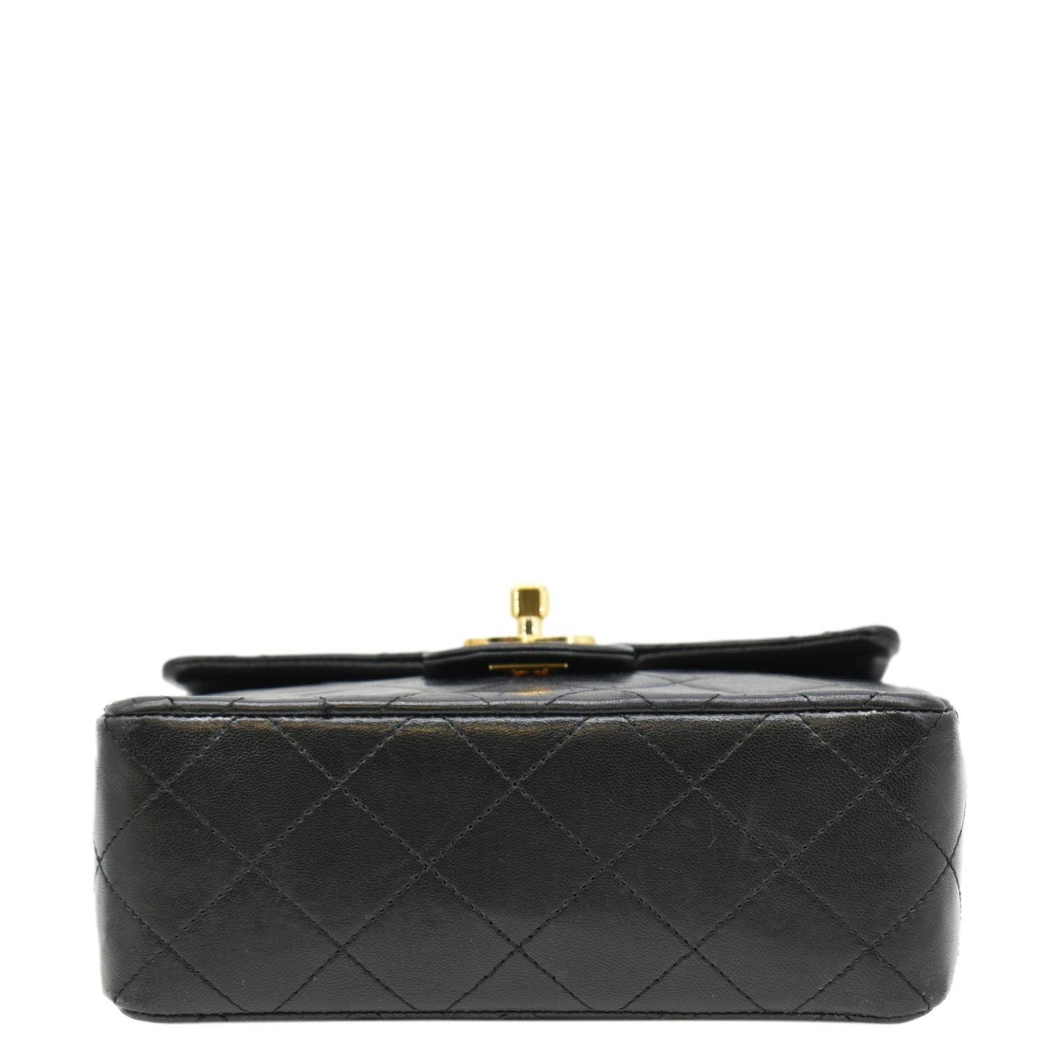 Chanel Square Mini Flap Quilted Leather Chain Shoulder Bag Black