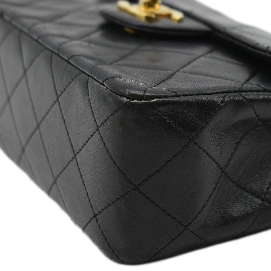 Chanel Square Mini Flap Quilted Leather Chain Shoulder Bag Black