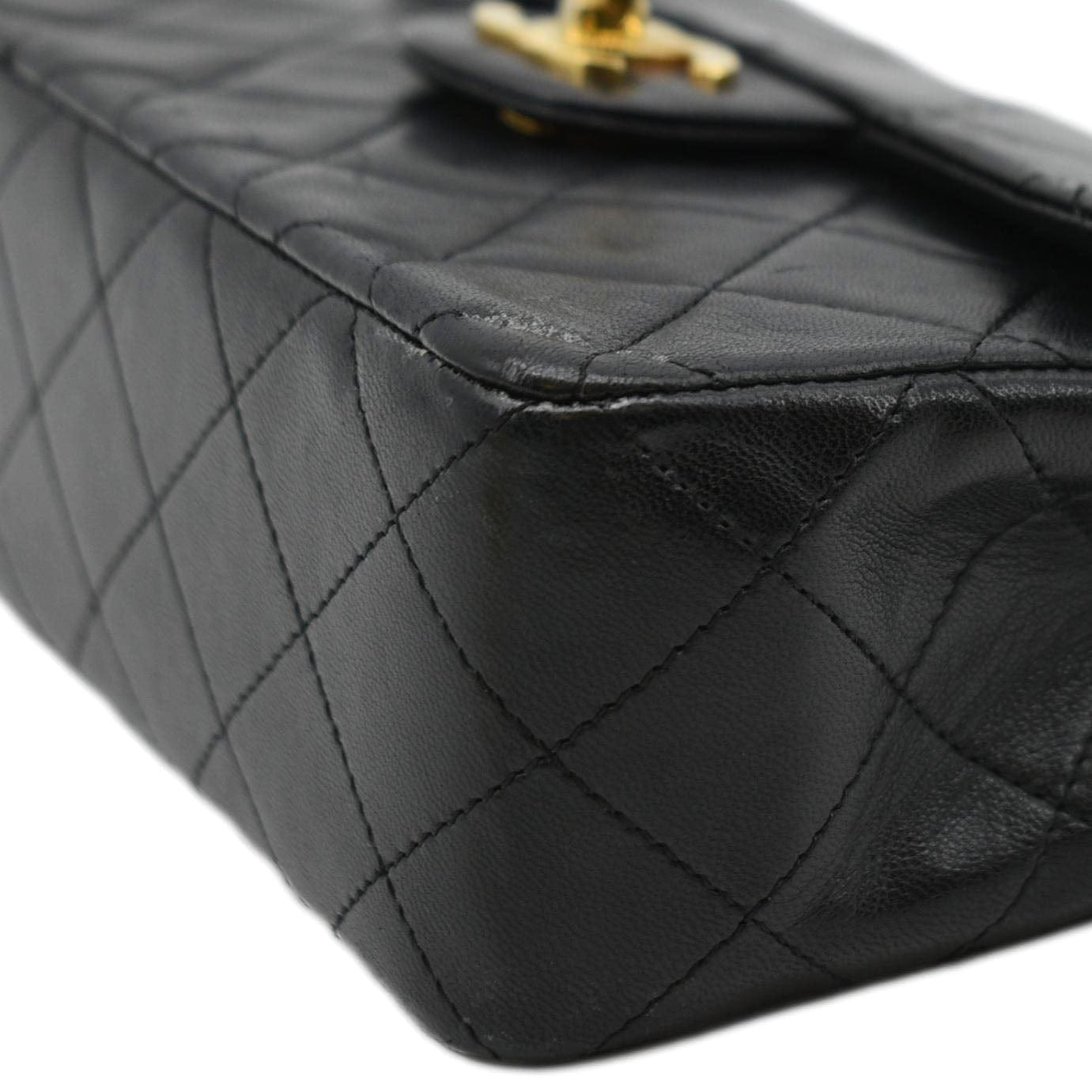Chanel Square Mini Flap Quilted Leather Chain Shoulder Bag Black