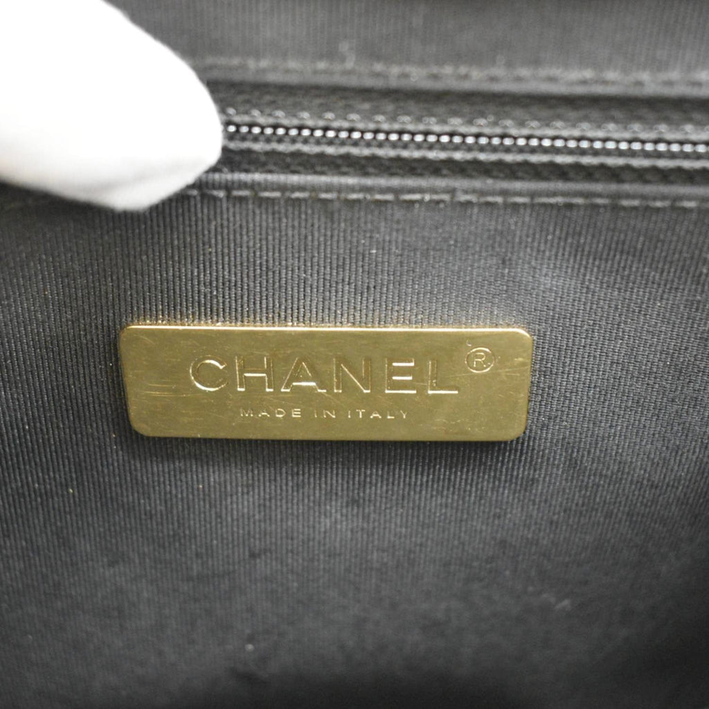 Chanel Chain Handle Flap Quilted Metallic Calfskin Caviar Crossbody Bag Chrome