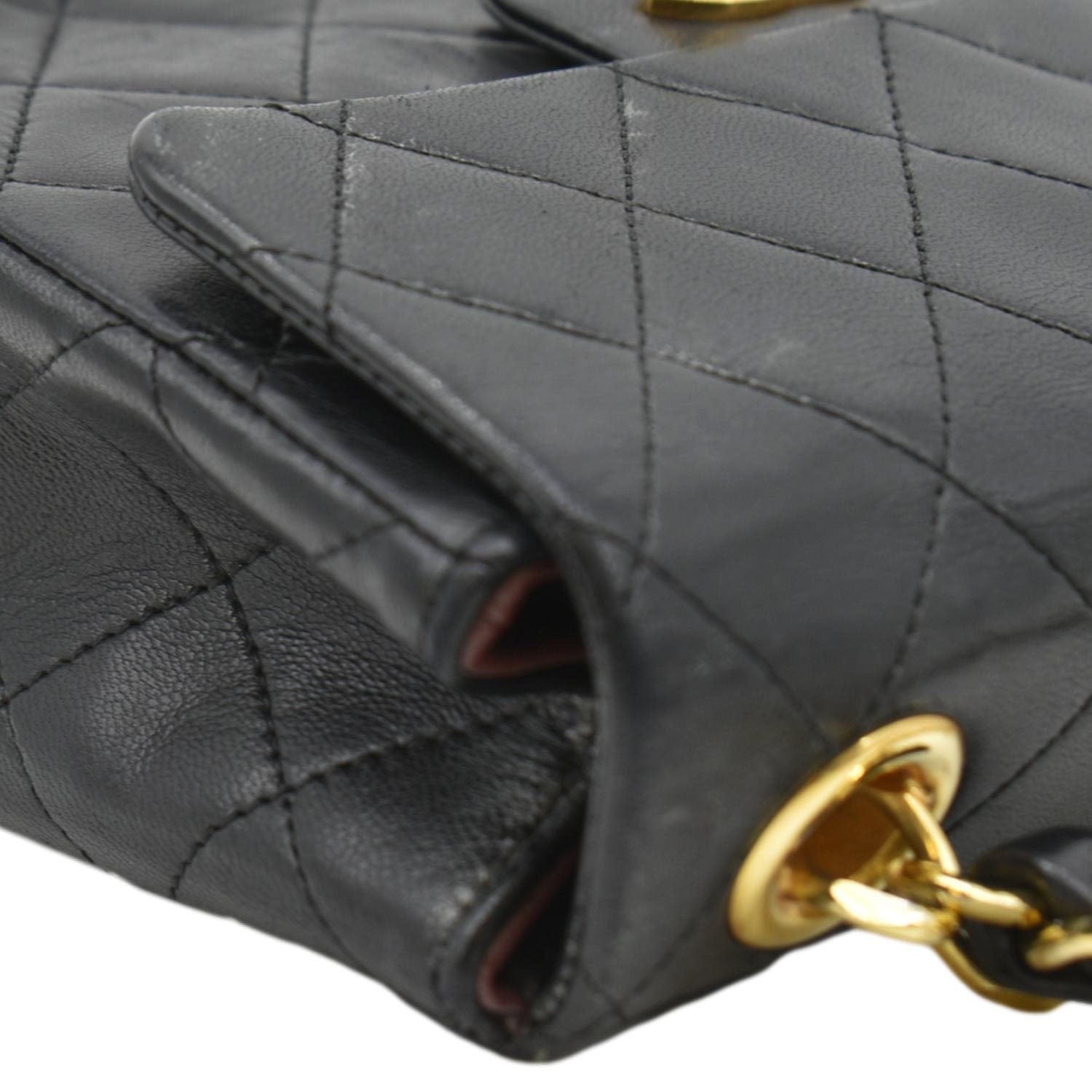 Chanel Square Mini Flap Quilted Leather Chain Shoulder Bag Black