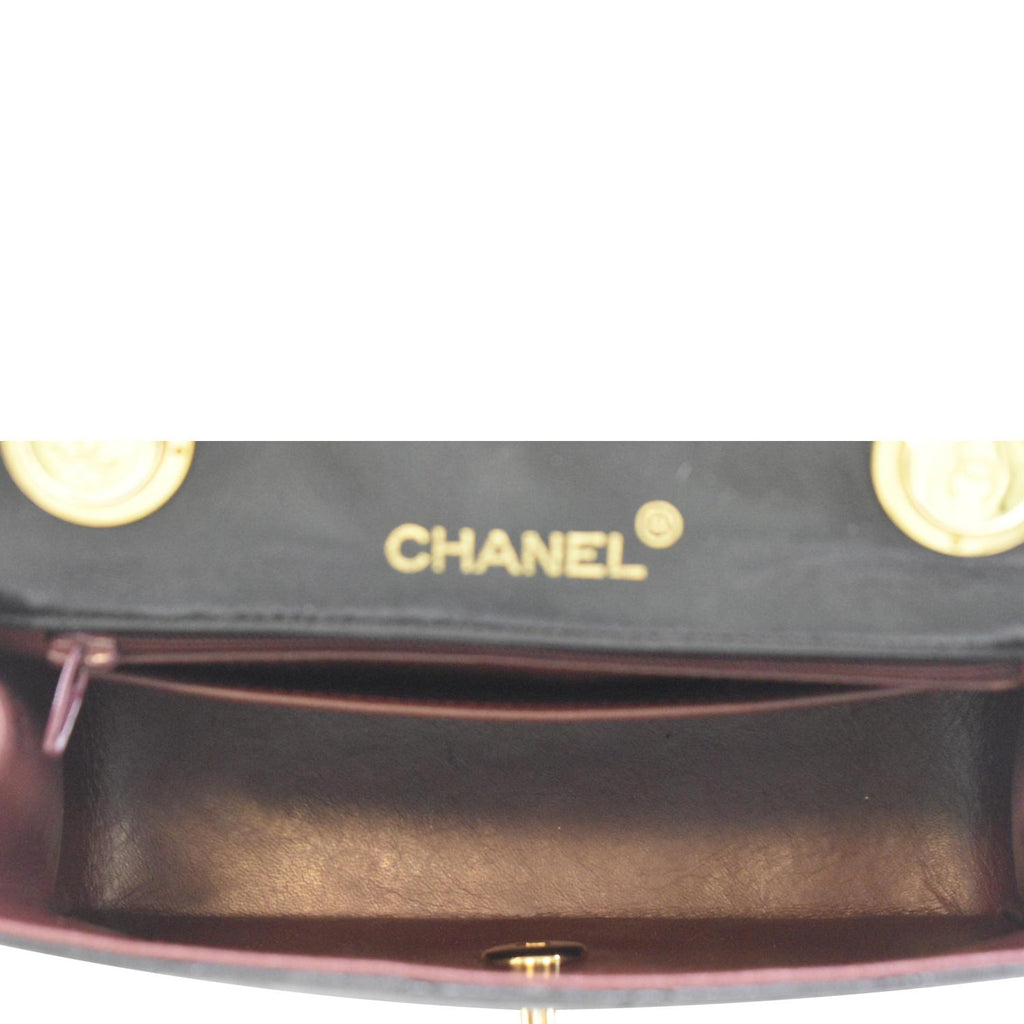 Chanel Square Mini Flap Quilted Leather Chain Shoulder Bag Black