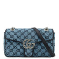 GUCCI Gucci Marmont Canvas Leather Crossbody Bag Blue 443497