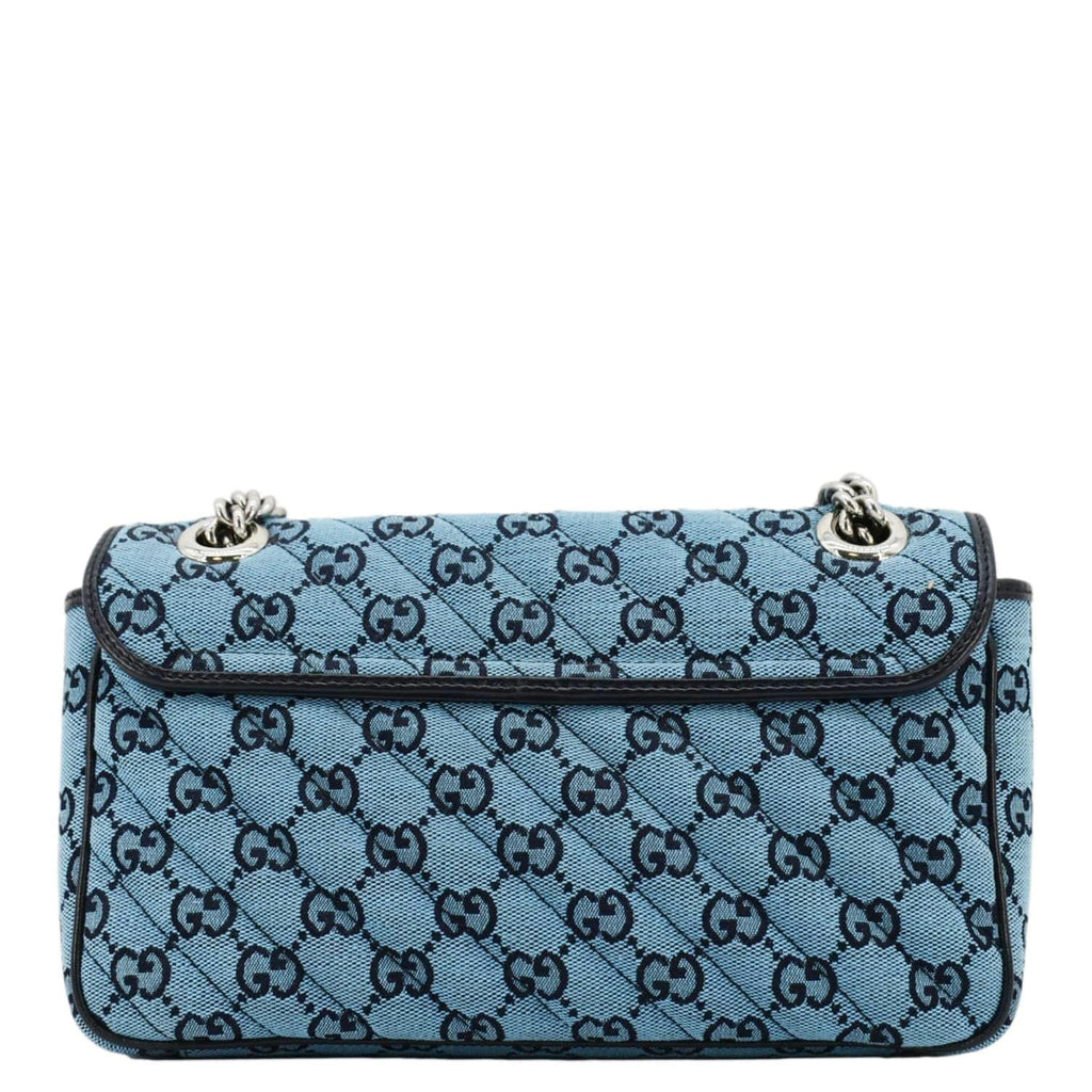 GUCCI Gucci Marmont Canvas Leather Crossbody Bag Blue 443497
