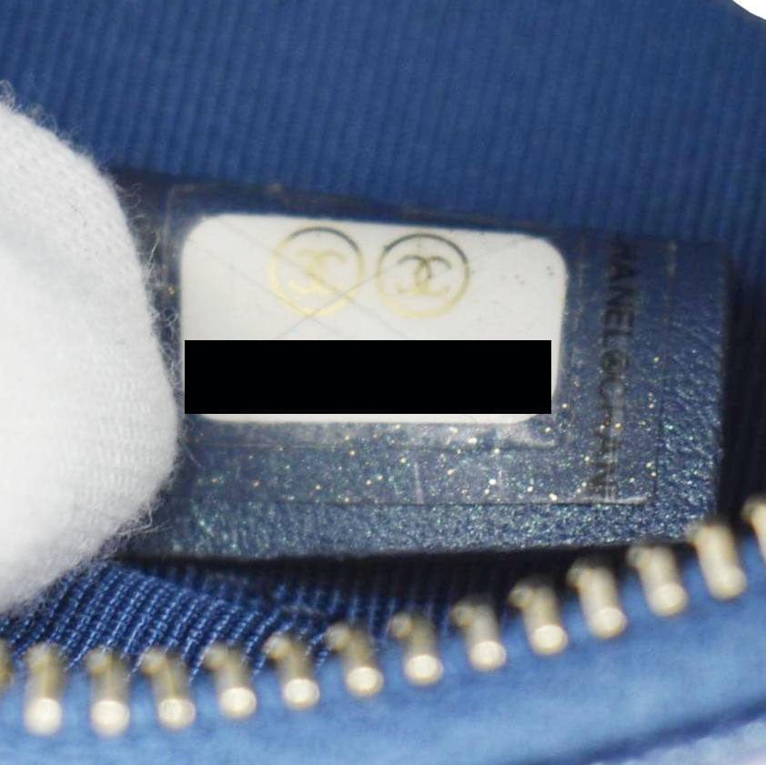 Chanel Round Clutch with Chain Mini Quilted Iridescent Caviar Leather Crossbody Bag Shiny Blue