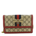 GUCCI Web Queen Margaret Mini Gucci Supreme Canvas Chain Wallet Beige 476079