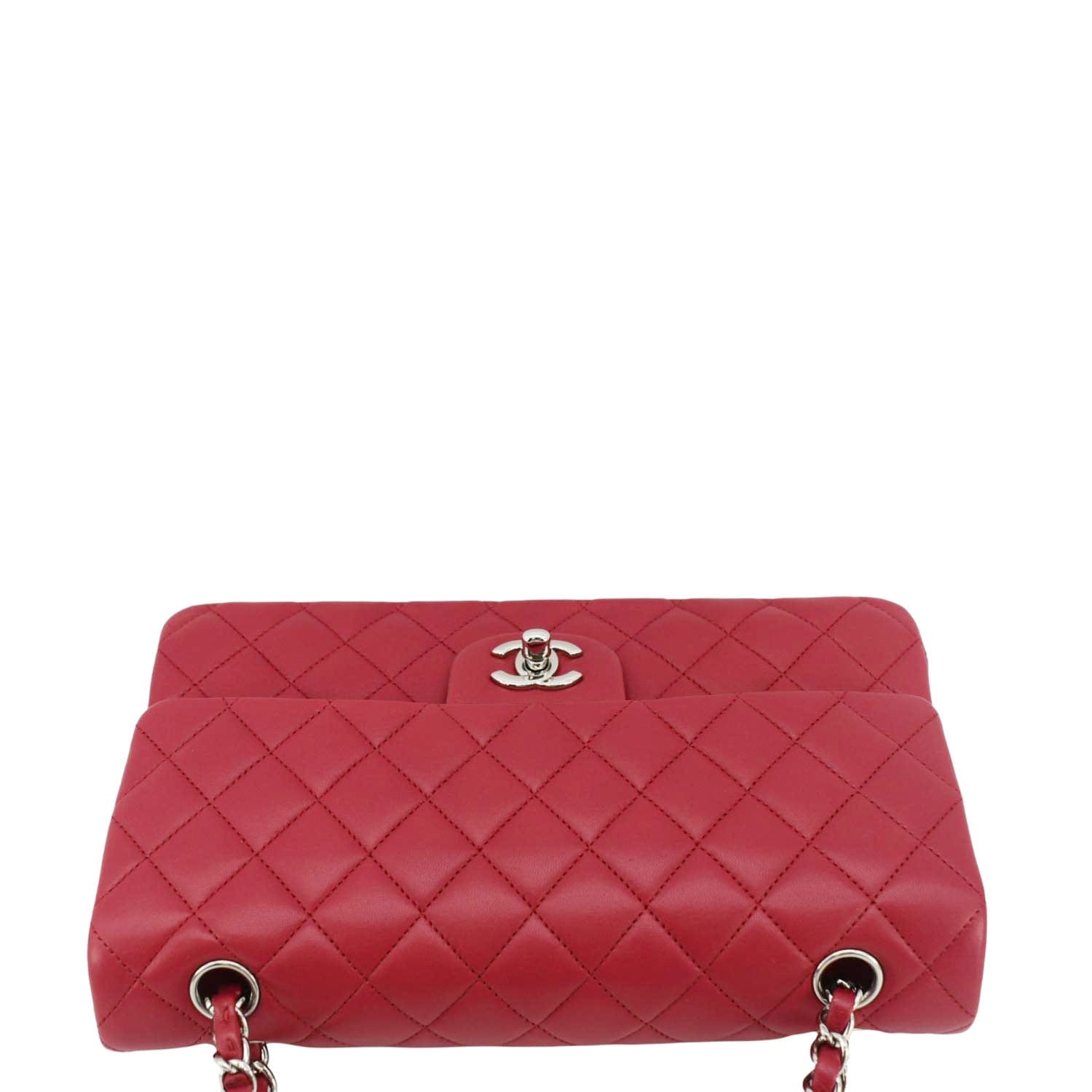 Chanel Classic Double Flap Medium Quilted Leather Shoulder Bag Fuchsia Pink