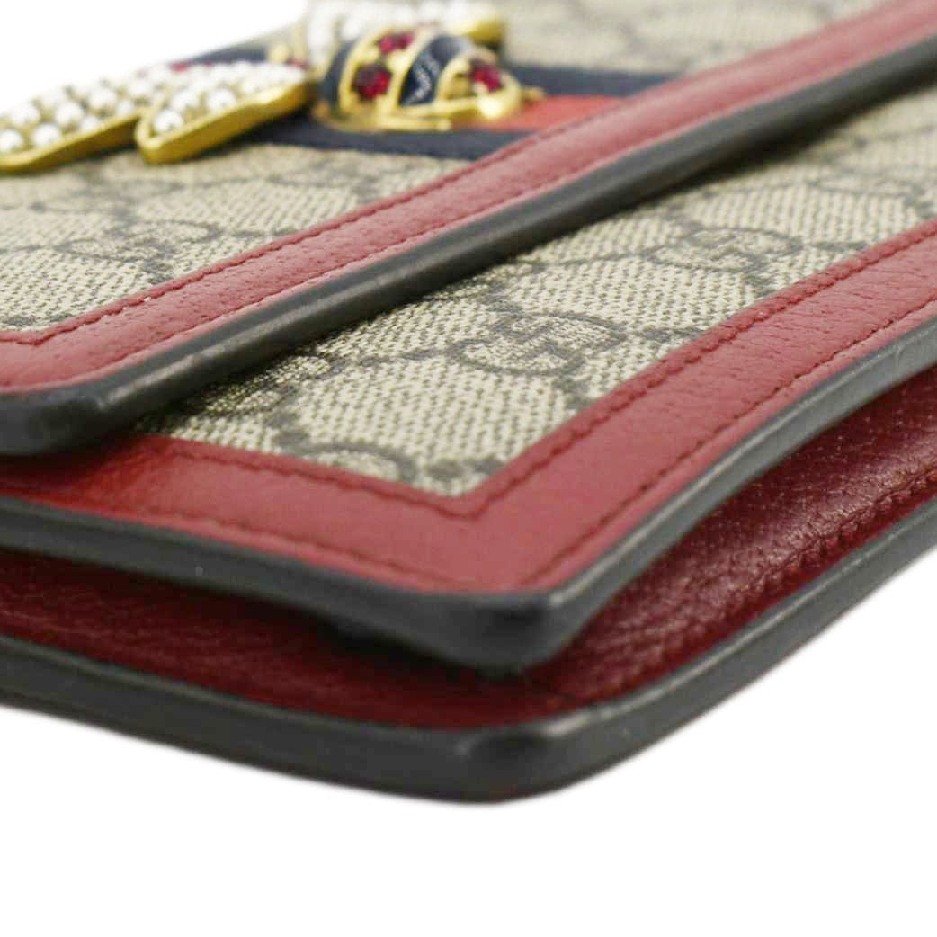 GUCCI Web Queen Margaret Mini Gucci Supreme Canvas Chain Wallet Beige 476079
