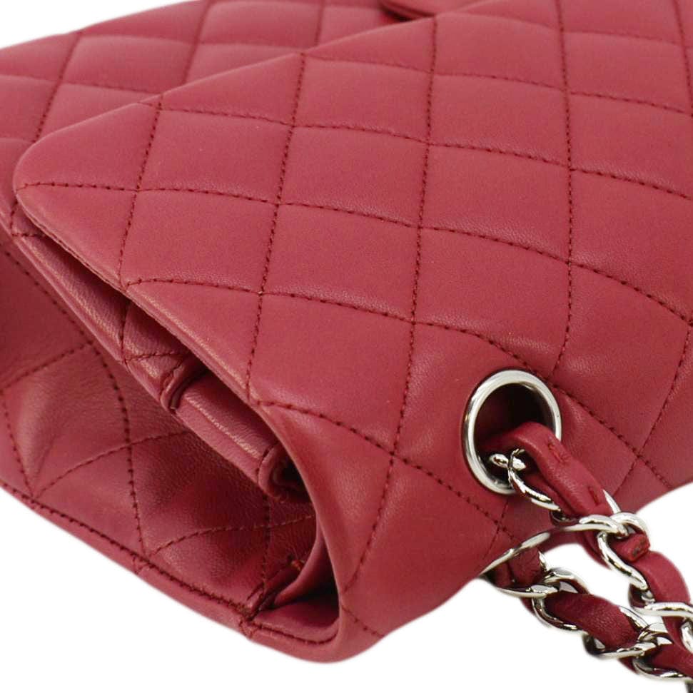 Chanel Classic Double Flap Medium Quilted Leather Shoulder Bag Fuchsia Pink