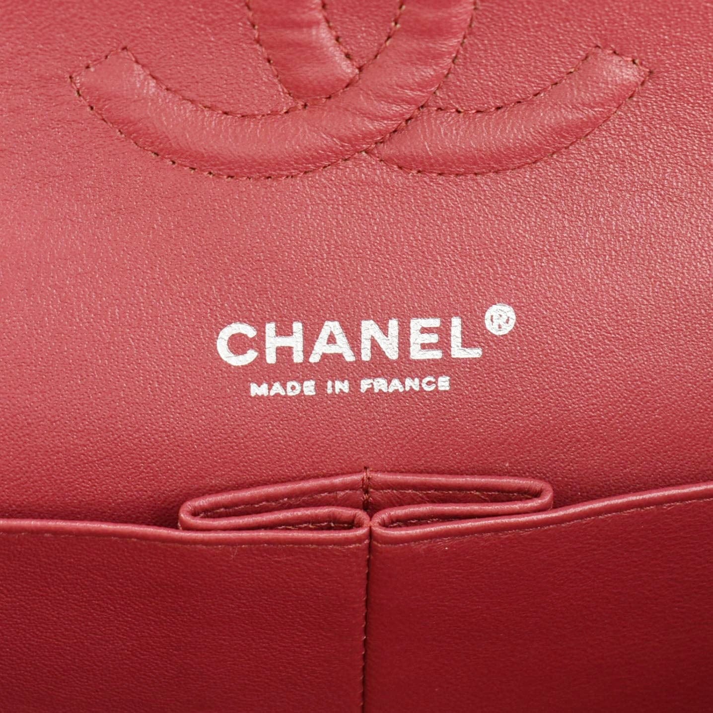 Chanel Classic Double Flap Medium Quilted Leather Shoulder Bag Fuchsia Pink