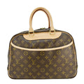 LOUIS VUITTON Deauville Bowling Monogram Canvas Satchel Bag Brown