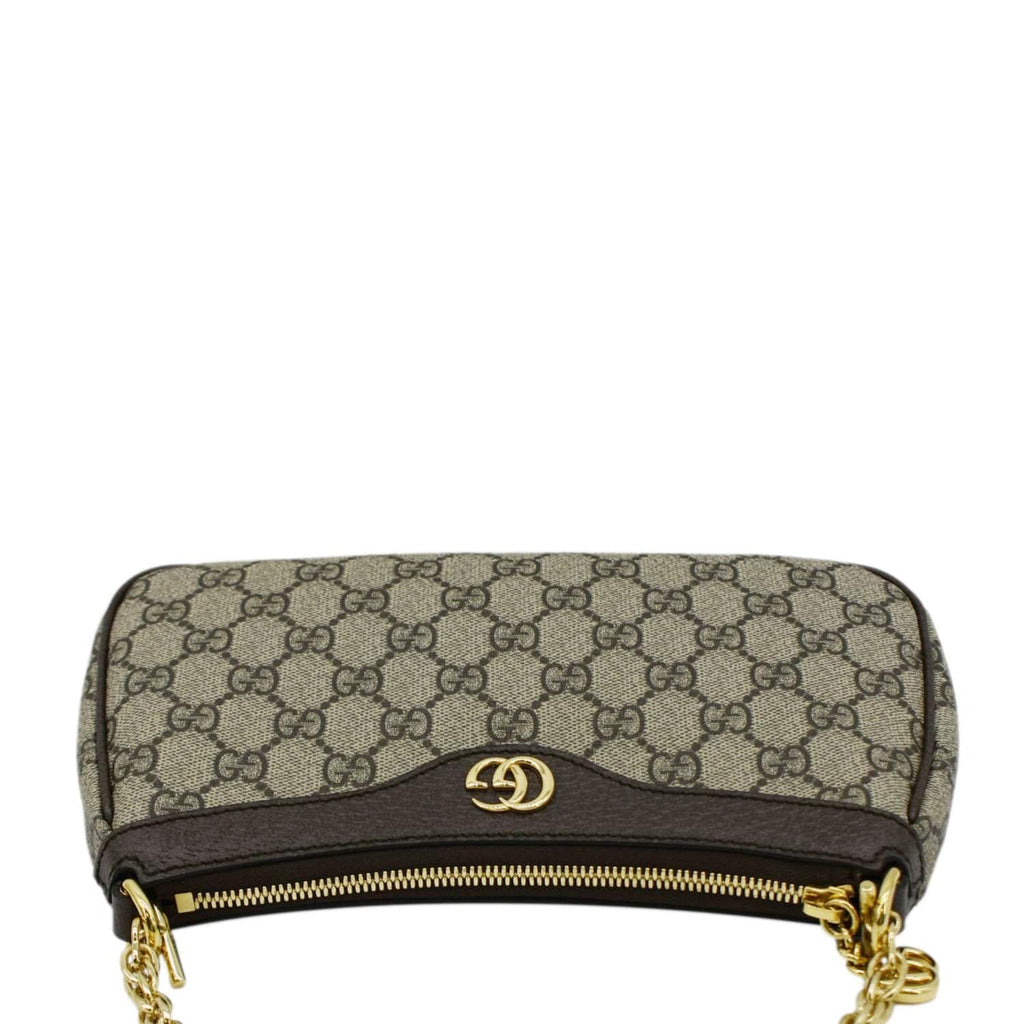 GUCCI Dollar Ophidia Web Small Gucci Supreme Monogram Canvas New Acero Shoulder Bag Beige 735132