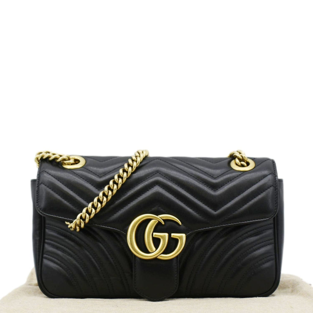 GUCCI Gucci Marmont Small Matelasse Leather Crossbody Bag Black 443497