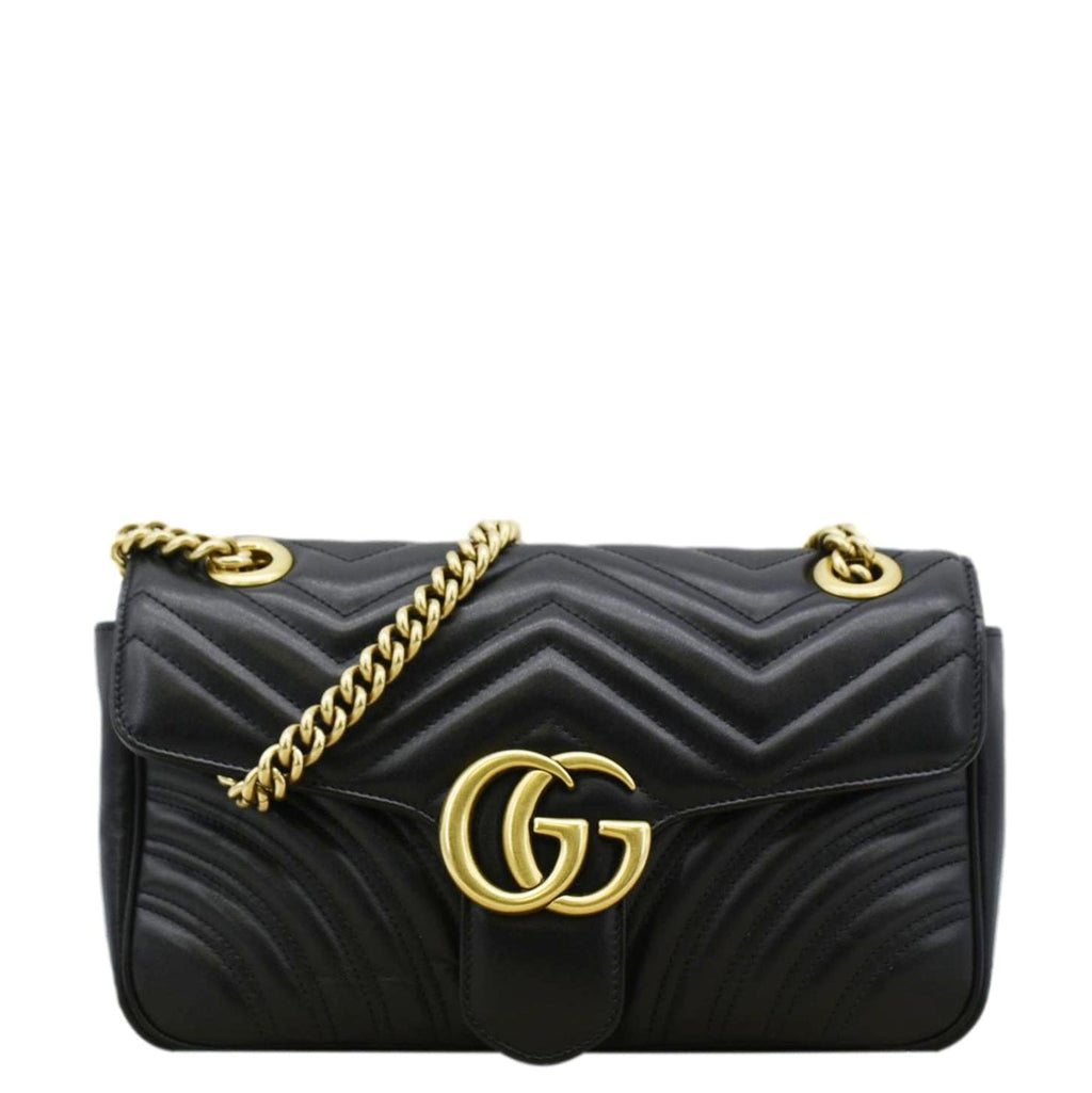 GUCCI Gucci Marmont Small Matelasse Leather Crossbody Bag Black 443497