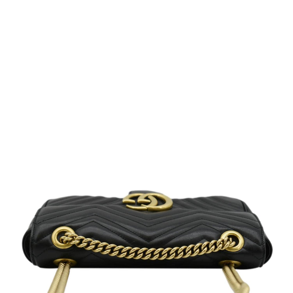 GUCCI Gucci Marmont Small Matelasse Leather Crossbody Bag Black 443497