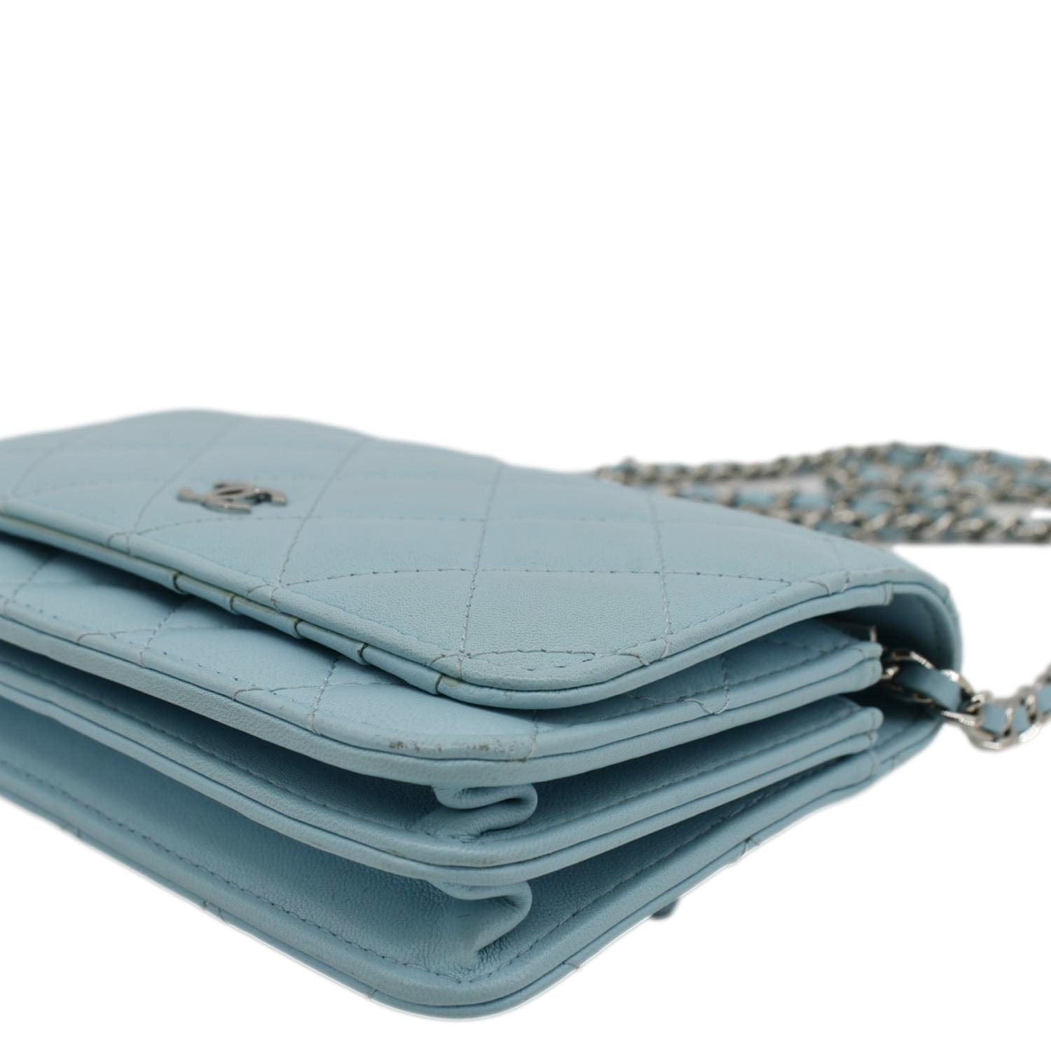 Chanel WOC Quilted Leather Crossbody Bag Tiffany Blue