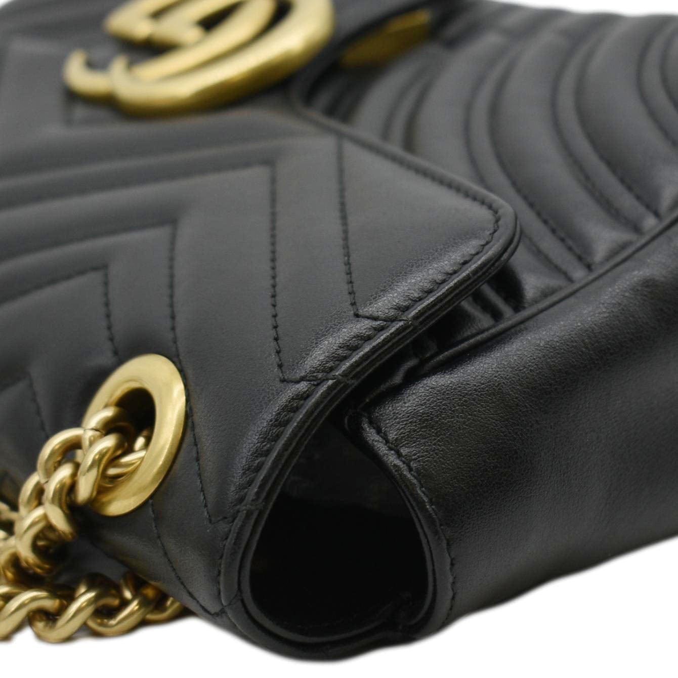 GUCCI Gucci Marmont Small Matelasse Leather Crossbody Bag Black 443497