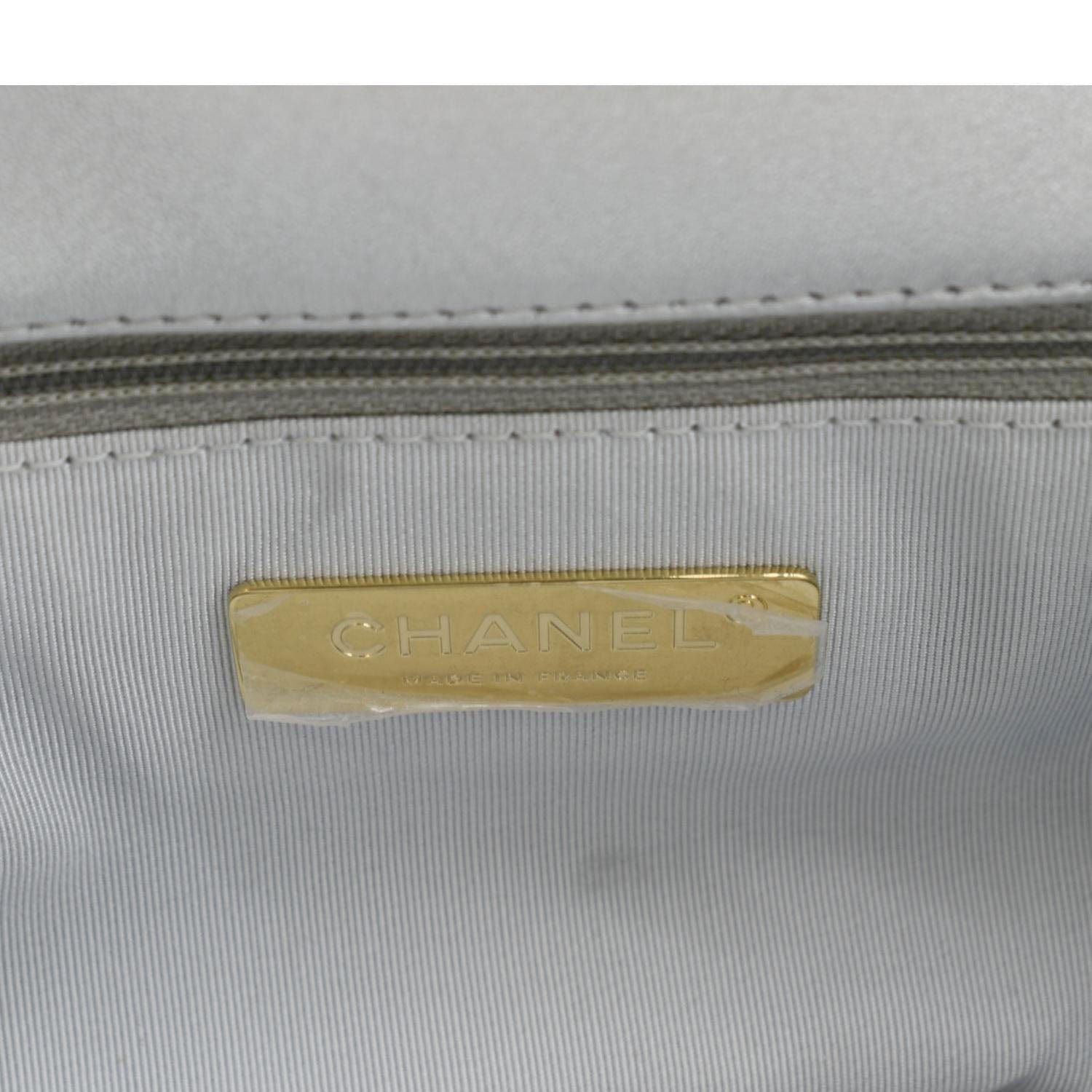 Chanel 19 Medium Flap Quilted Leather Shoulder Bag Metallic Silver