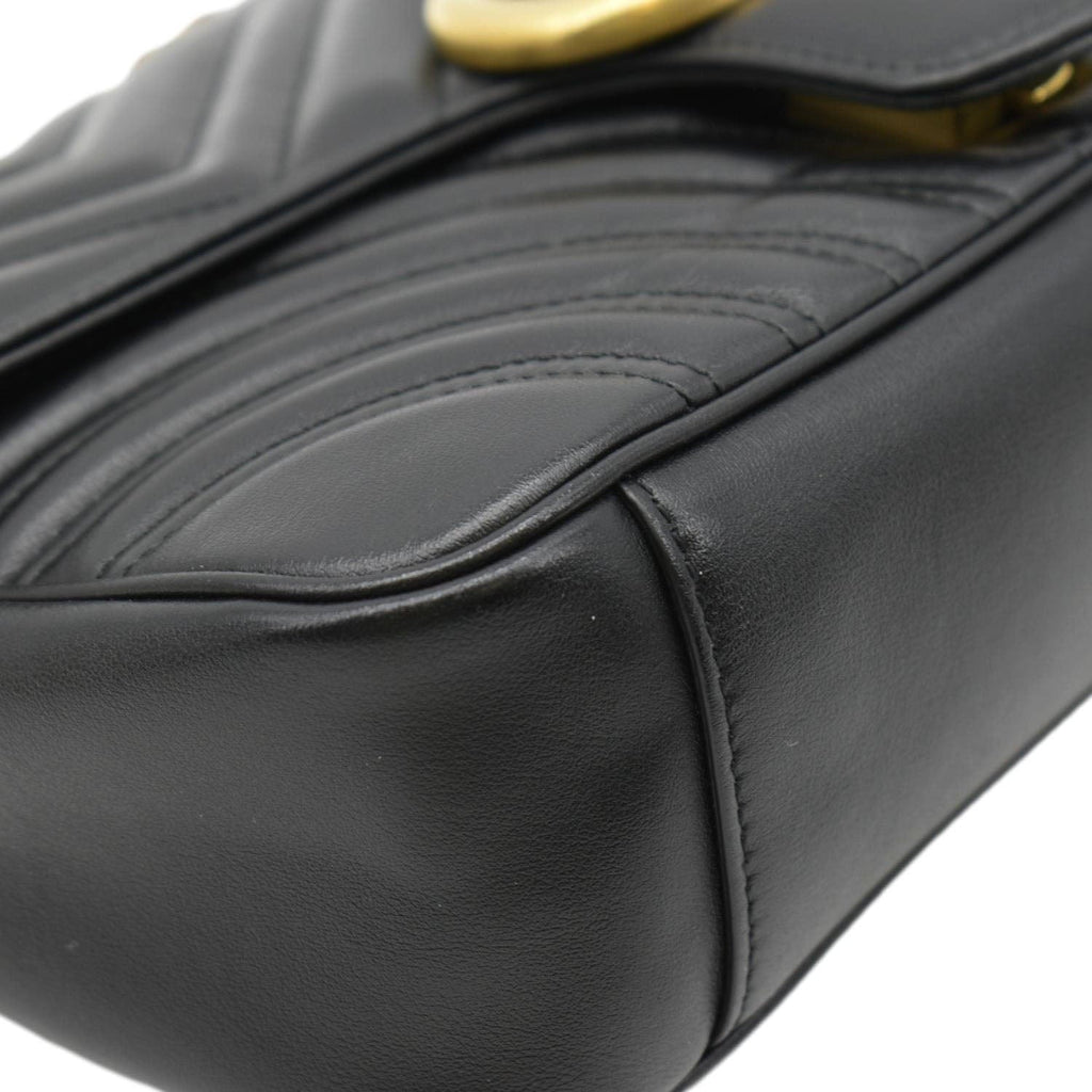 GUCCI Gucci Marmont Small Matelasse Leather Crossbody Bag Black 443497