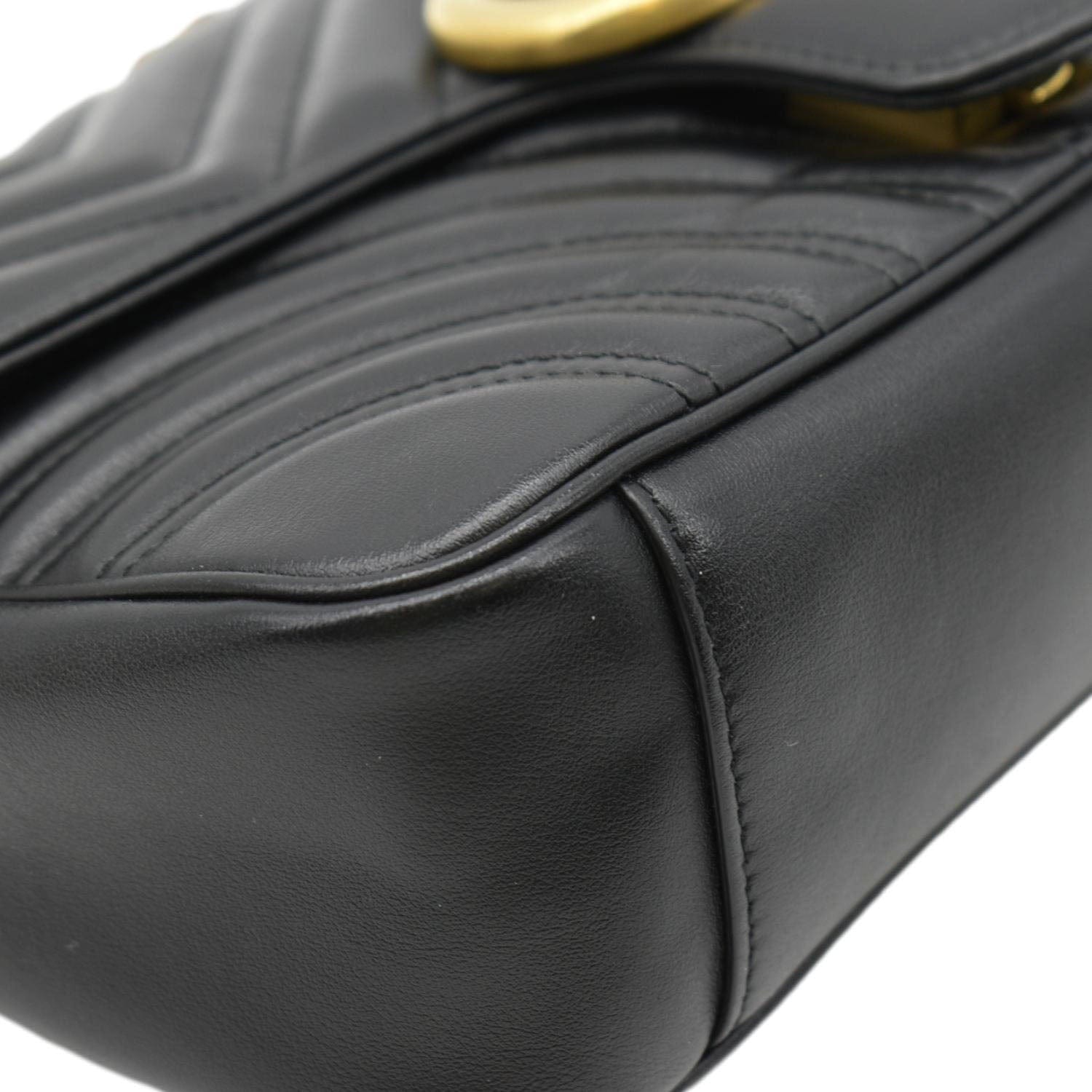 GUCCI Gucci Marmont Small Matelasse Leather Crossbody Bag Black 443497
