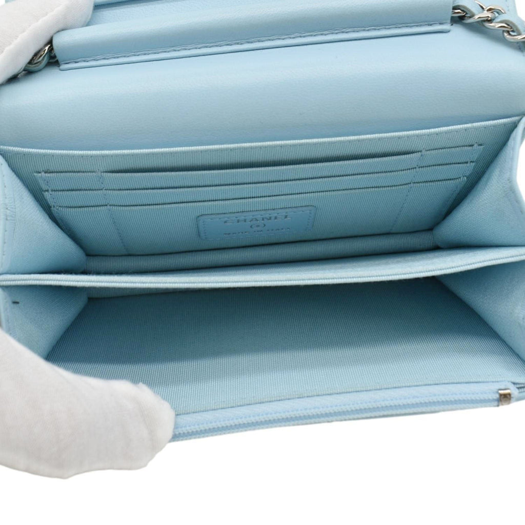 Chanel WOC Quilted Leather Crossbody Bag Tiffany Blue
