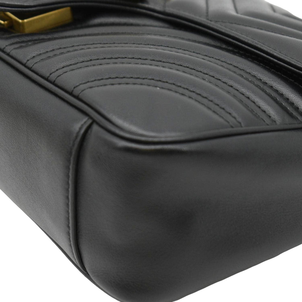 GUCCI Gucci Marmont Small Matelasse Leather Crossbody Bag Black 443497