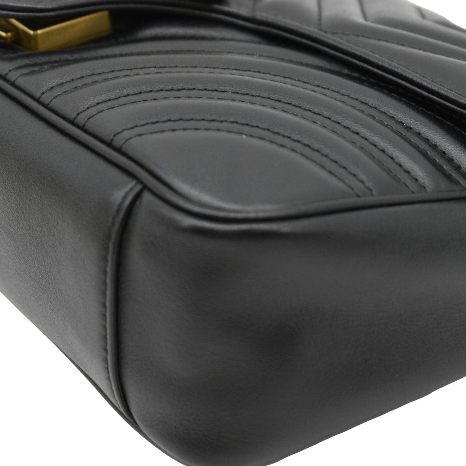 GUCCI Gucci Marmont Small Matelasse Leather Crossbody Bag Black 443497