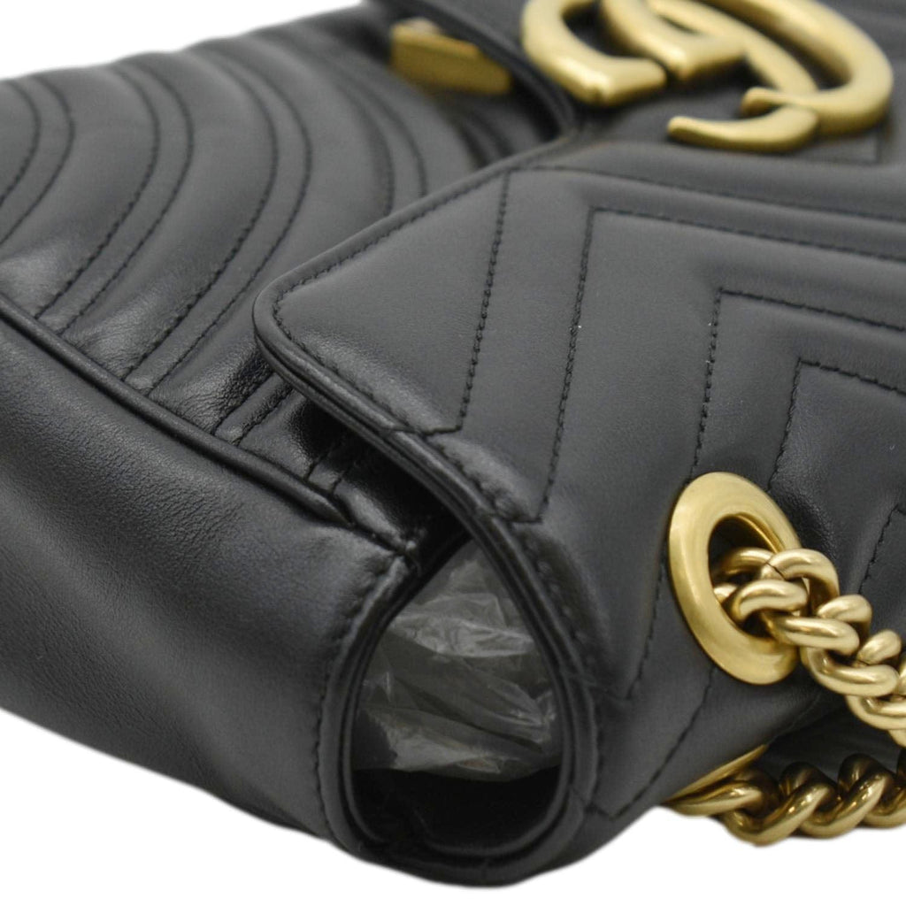 GUCCI Gucci Marmont Small Matelasse Leather Crossbody Bag Black 443497