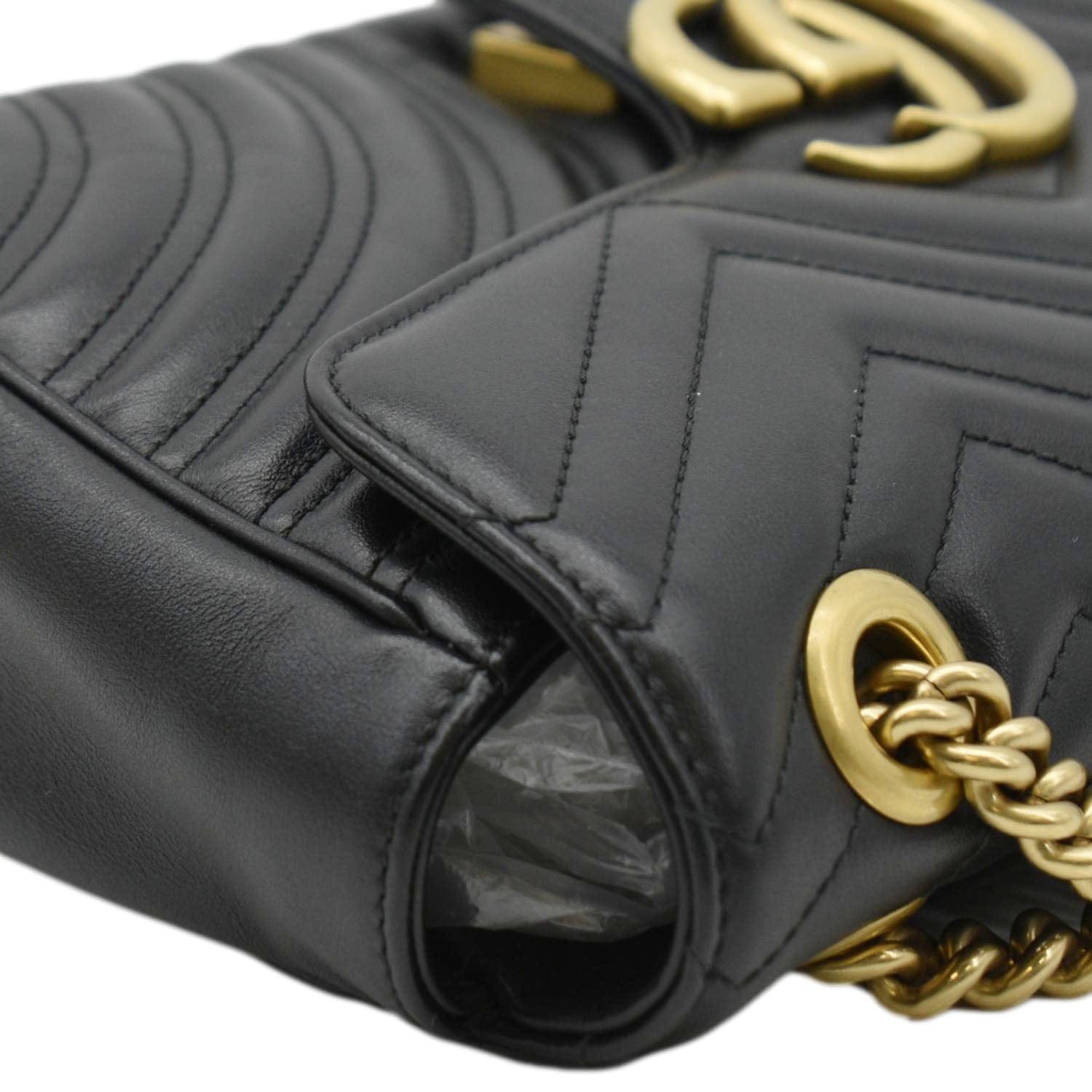 GUCCI Gucci Marmont Small Matelasse Leather Crossbody Bag Black 443497
