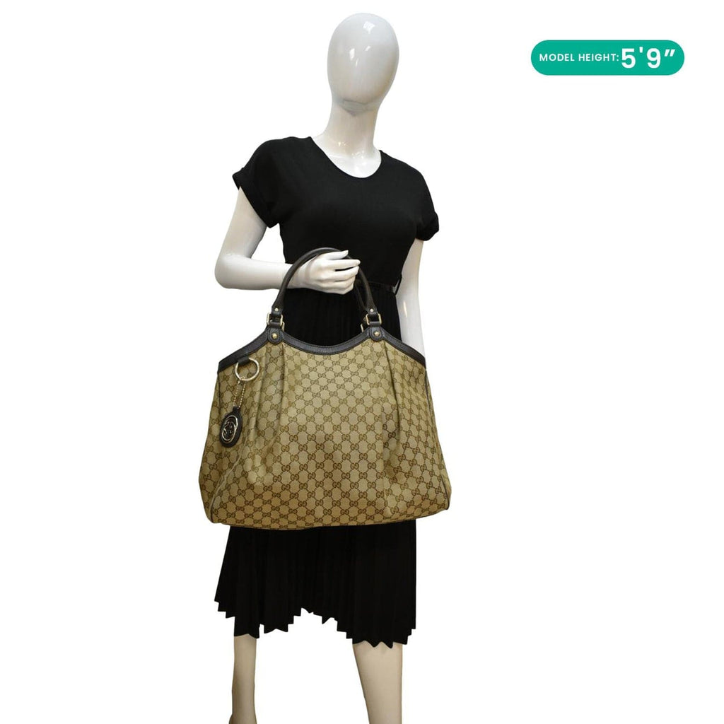 GUCCI Sukey Large Gucci Monogram Canvas Tote Bag Beige 364840