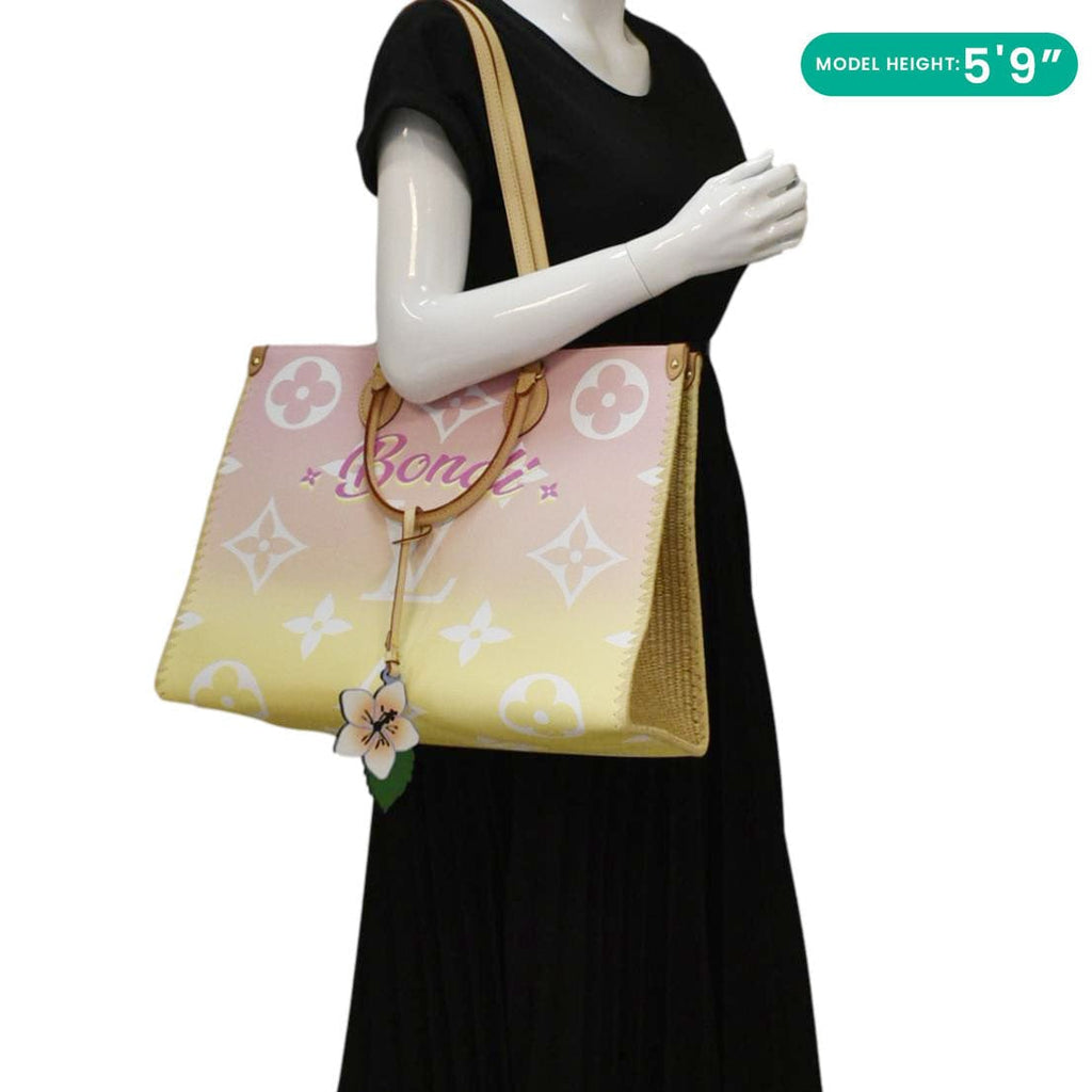 LOUIS VUITTON Onthego GM  By The Pool Raffia Canvas Tote Bag Multicolor