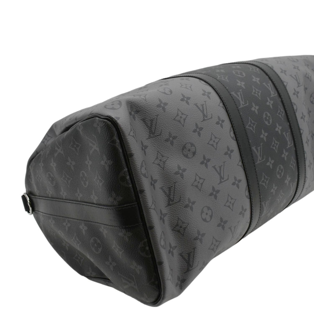 LOUIS VUITTON Keepall 50 Bandouliere Monogram Eclipse Travel Bag Black