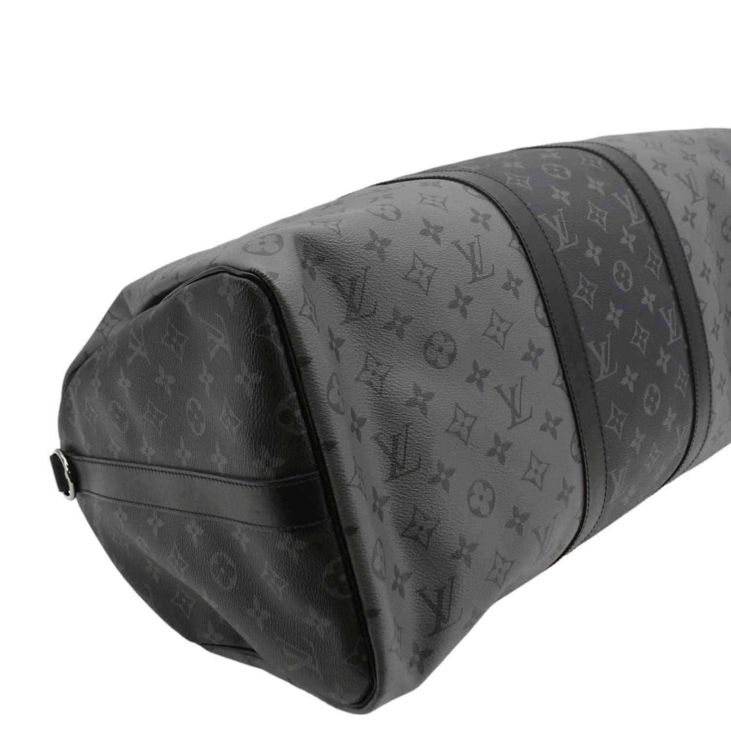 LOUIS VUITTON Keepall 50 Bandouliere Monogram Eclipse Travel Bag Black