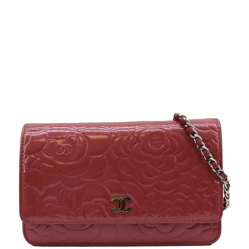 Chanel Camellia Wallet On Chain Leather Crossbody Bag Pink