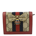 GUCCI Queen Margaret Bee Gucci Supreme Canvas Card Case Wallet Red 476072