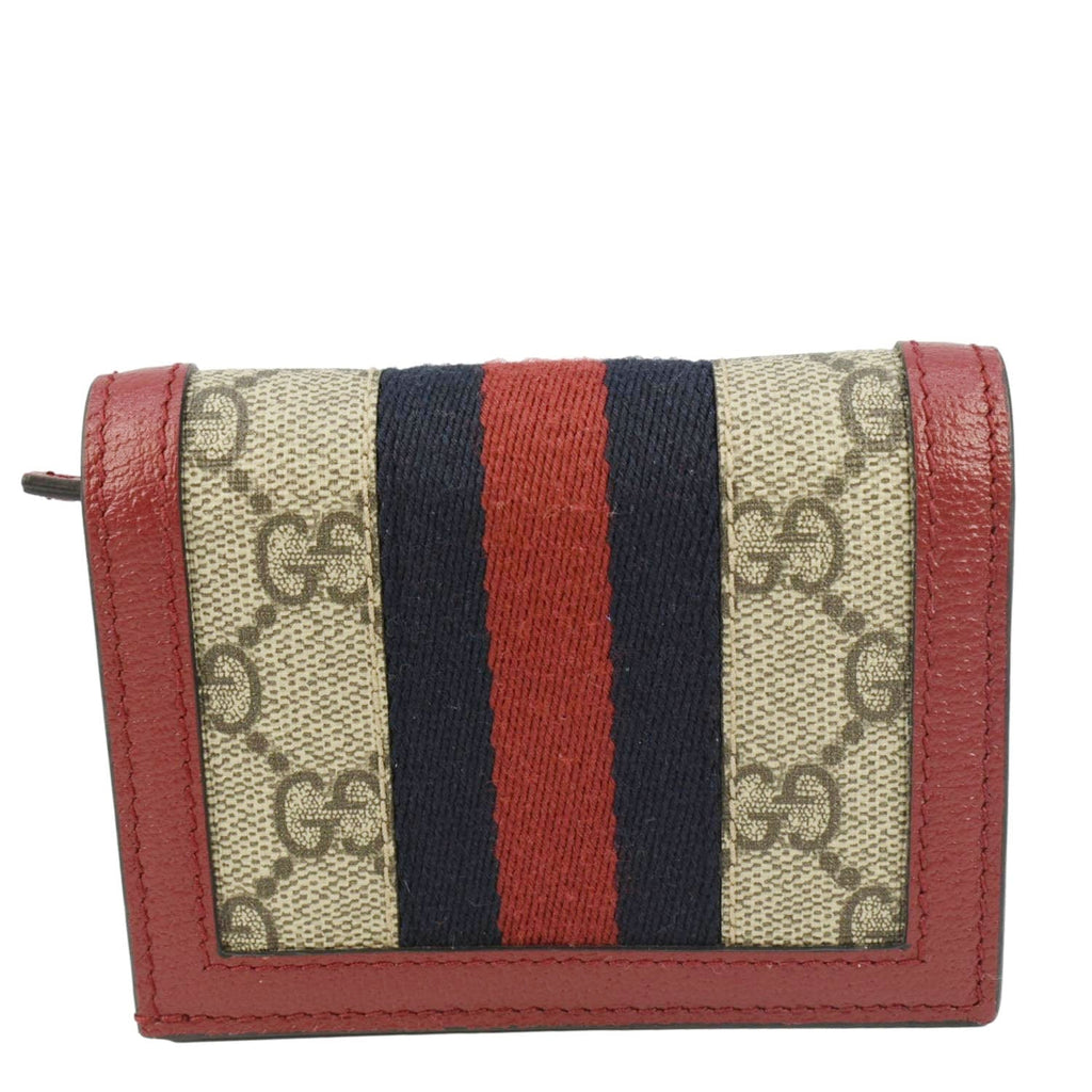 GUCCI Queen Margaret Bee Gucci Supreme Canvas Card Case Wallet Red 476072