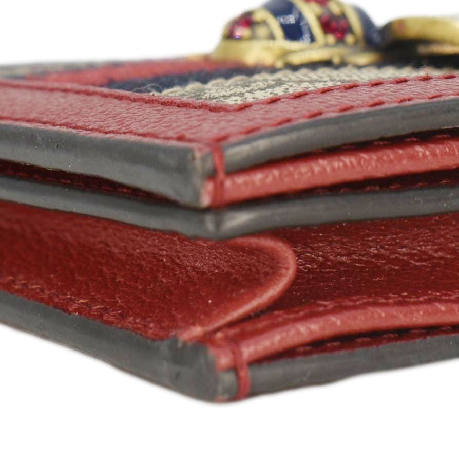 GUCCI Queen Margaret Bee Gucci Supreme Canvas Card Case Wallet Red 476072