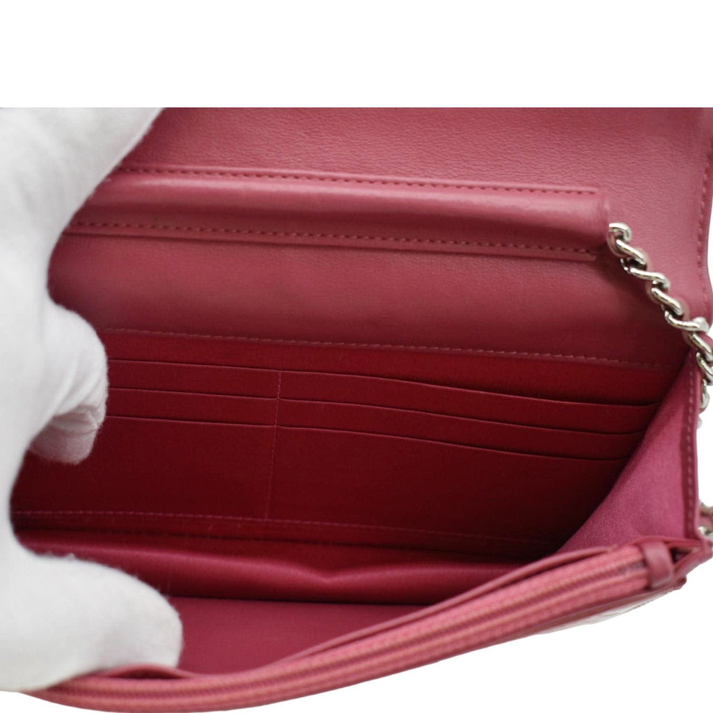 Chanel Camellia Wallet On Chain Leather Crossbody Bag Pink