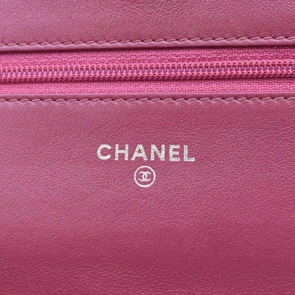 Chanel Camellia Wallet On Chain Leather Crossbody Bag Pink
