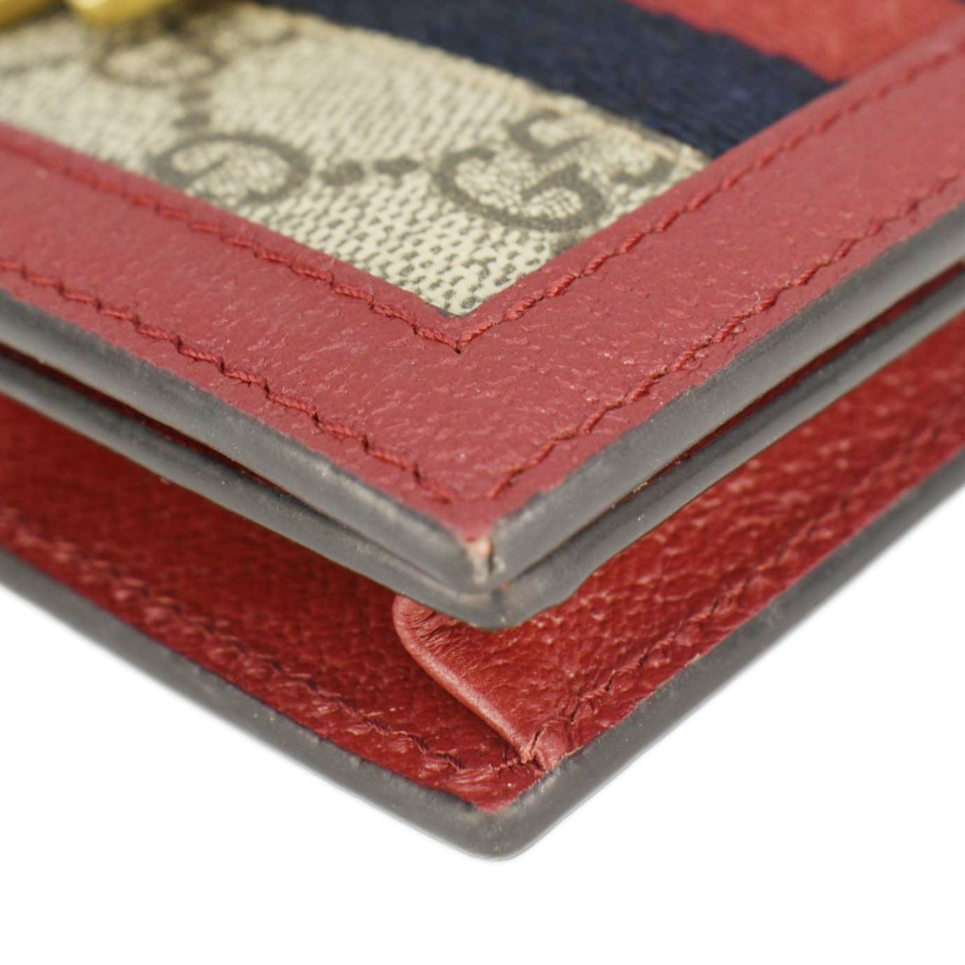 GUCCI Queen Margaret Bee Gucci Supreme Canvas Card Case Wallet Red 476072