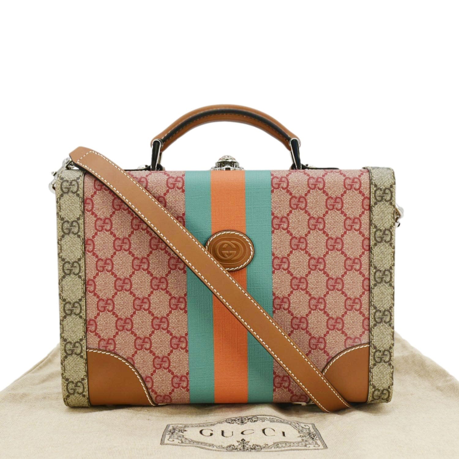 GUCCI Savoy Gucci Supreme Canvas Beauty Case Crossbody Bag Beige 722180