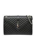 YVES SAINT LAURENT Large Envelope Mix Matelasse Leather Chain Shoulder Bag Black