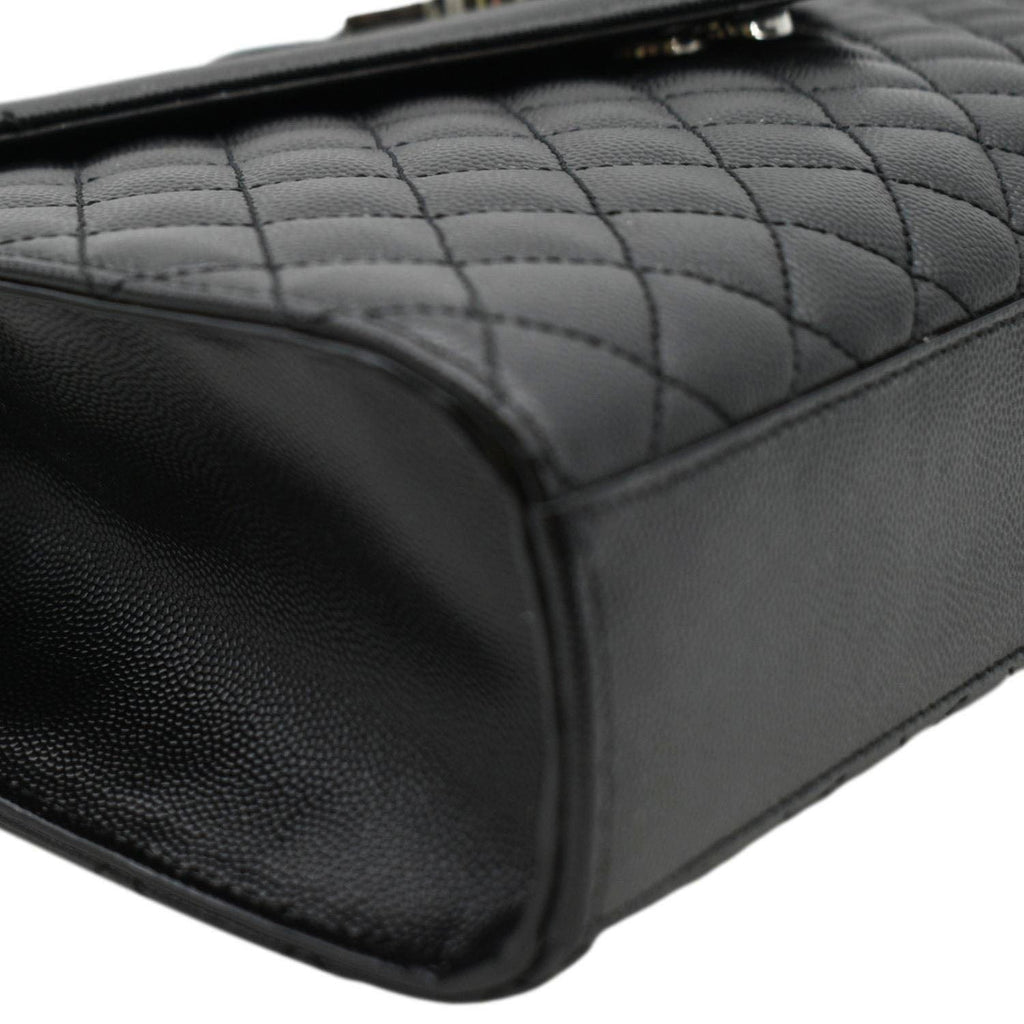 YVES SAINT LAURENT Large Envelope Mix Matelasse Leather Chain Shoulder Bag Black